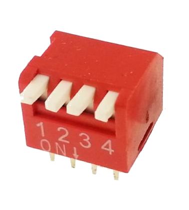 DIP-switch 4-polig piano type rood 2.54mm pitch